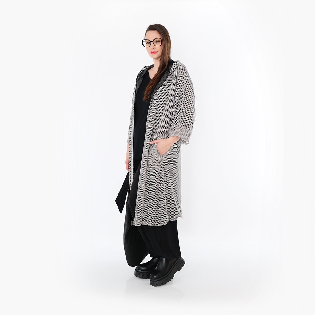  AKH Fashion Cardigan in gerader Form, aus Baumwolle, 1500.07068, Grau, Ausgefallen, Schick