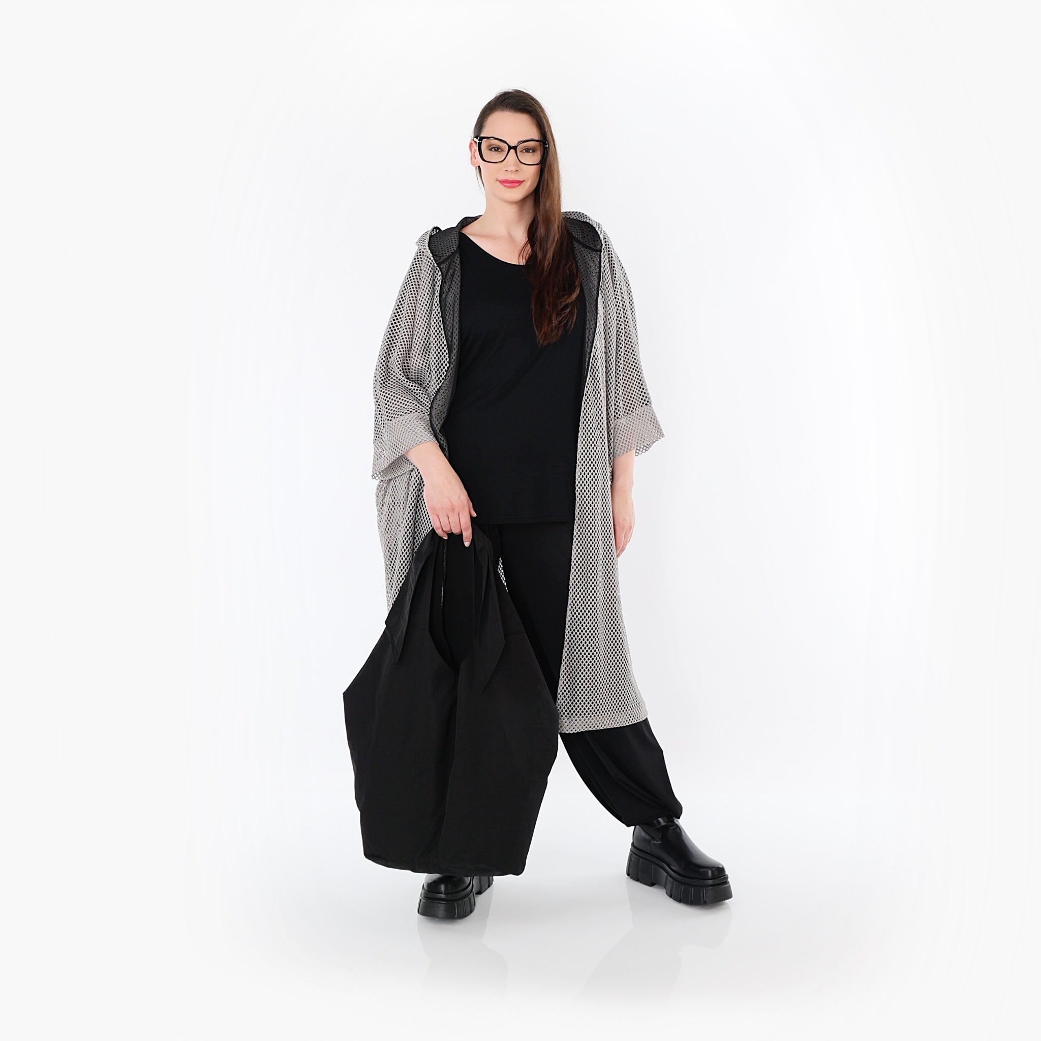  AKH Fashion Cardigan in gerader Form, aus Baumwolle, 1500.07068, Grau, Ausgefallen, Schick