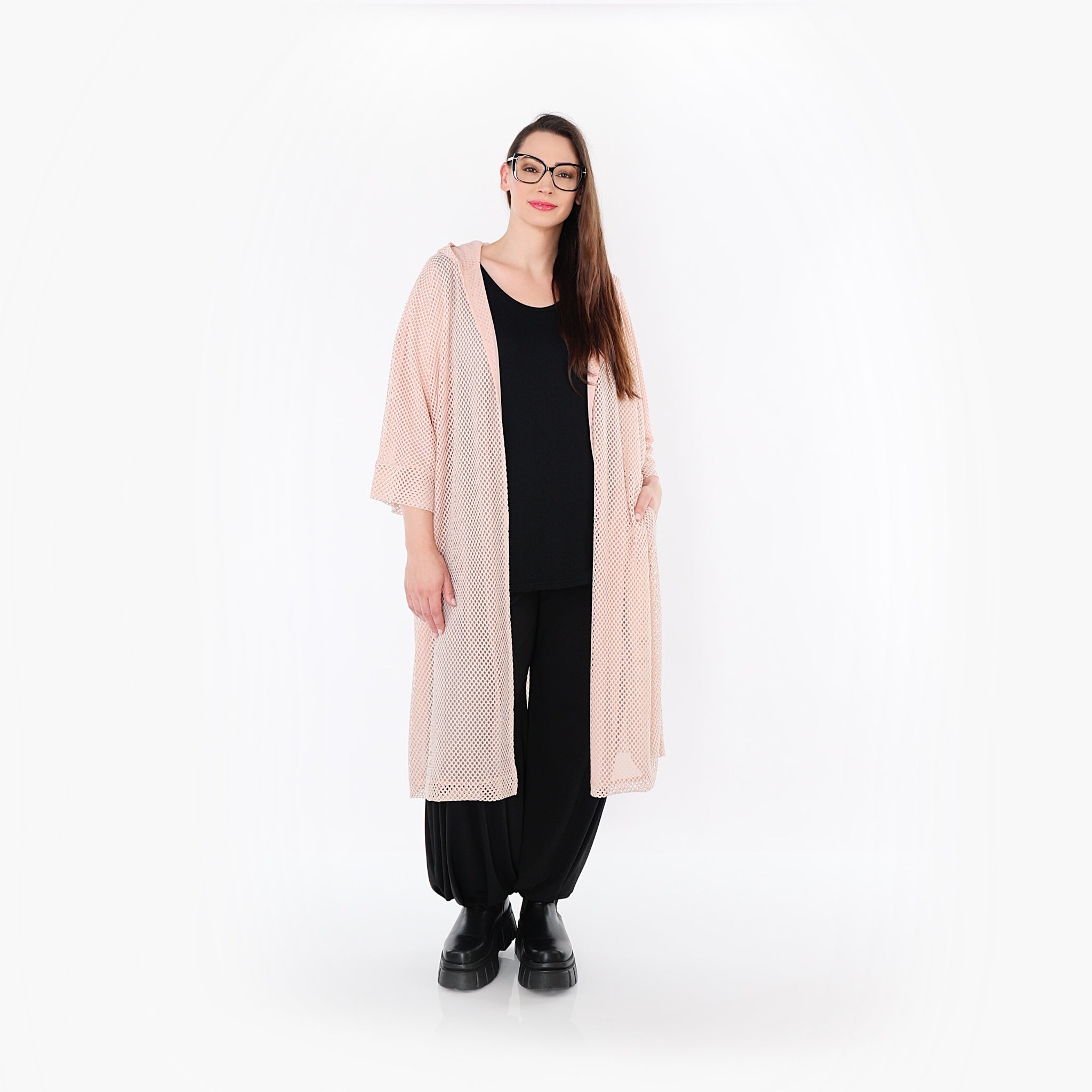  AKH Fashion Cardigan in gerader Form, aus Baumwolle, 1500.07068, Mauve, Ausgefallen