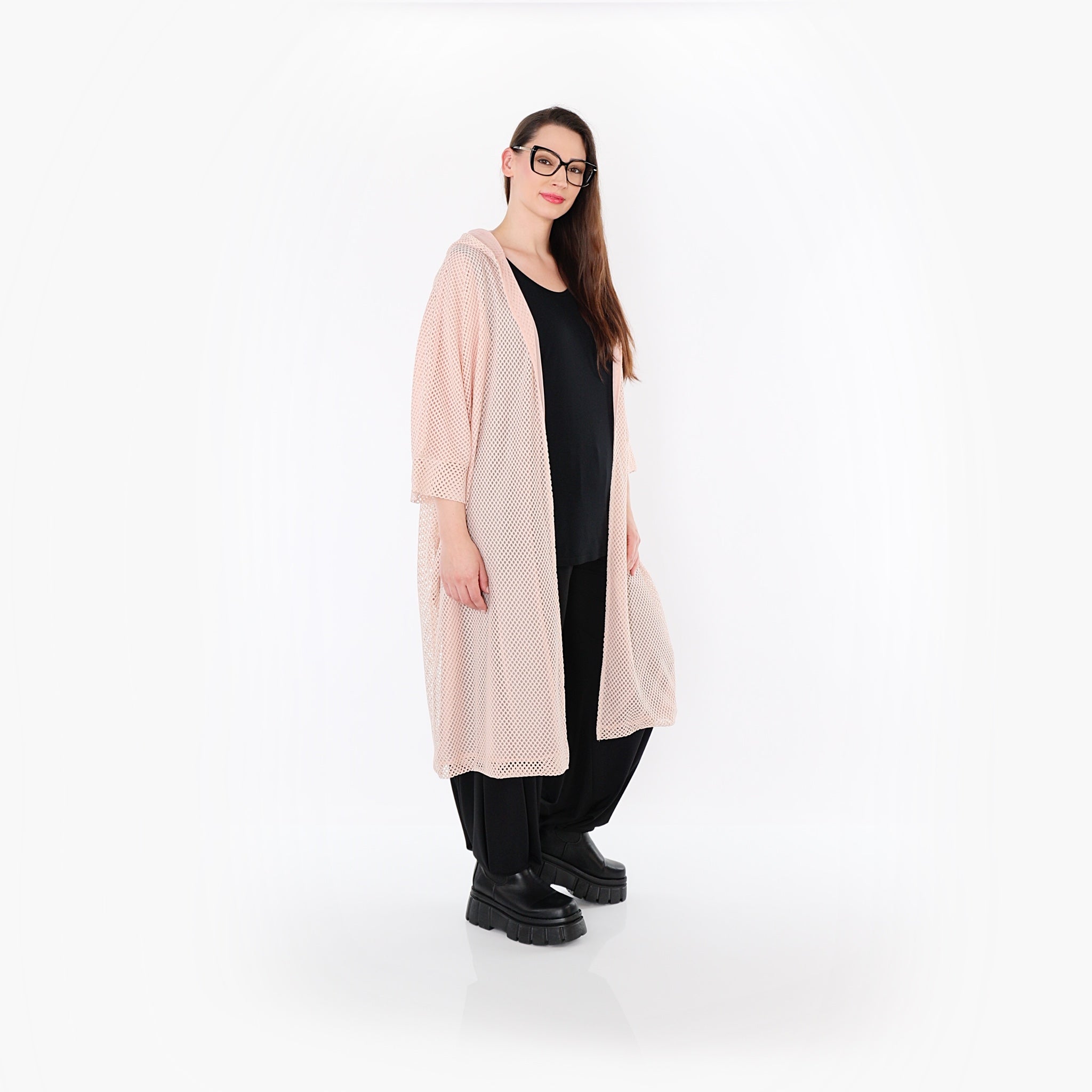  AKH Fashion Cardigan in gerader Form, aus Baumwolle, 1500.07068, Mauve, Ausgefallen