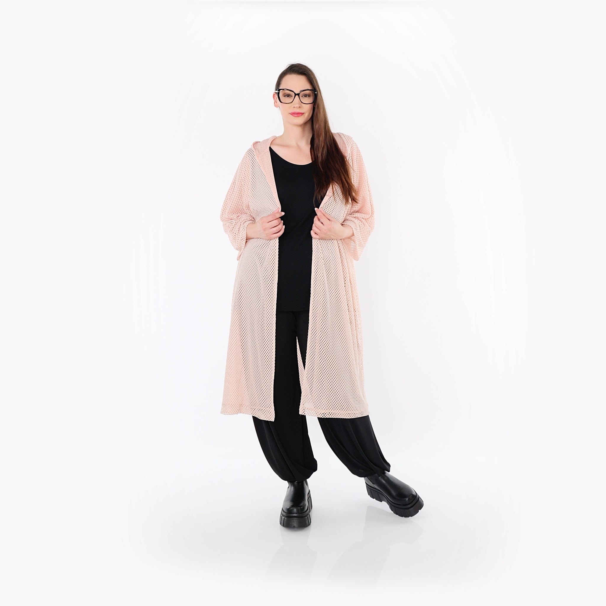  AKH Fashion Cardigan in gerader Form, aus Baumwolle, 1500.07068, Mauve, Ausgefallen