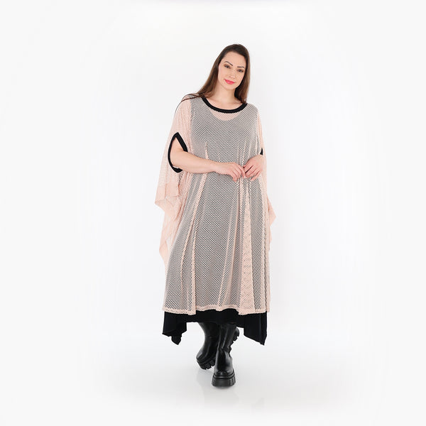  AKH Fashion Überwurf in gerader Form, aus Baumwolle, 1500.07100, Mauve/Schwarz, Schick