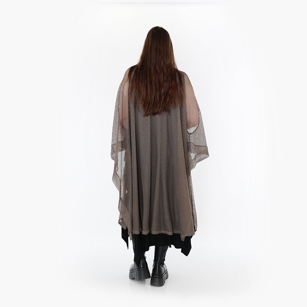  AKH Fashion Überwurf in gerader Form, aus Baumwolle, 1500.07100, Taupe/Schwarz, Schick