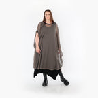  AKH Fashion Überwurf in gerader Form, aus Baumwolle, 1500.07100, Taupe/Schwarz, Schick