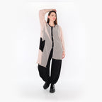 AKH Fashion Bluse in asymmetrischer Form, aus Baumwolle, 1500.07101, Mauve/Schwarz, Schick