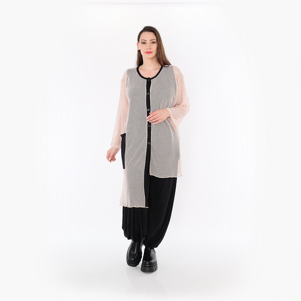  AKH Fashion Bluse in asymmetrischer Form, aus Baumwolle, 1500.07101, Mauve/Schwarz, Schick