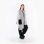  AKH Fashion Bluse in asymmetrischer Form, aus Baumwolle, 1500.07101, Weiß/Schwarz, Schick