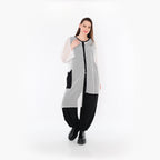  AKH Fashion Bluse in asymmetrischer Form, aus Baumwolle, 1500.07101, Weiß/Schwarz, Schick