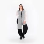  AKH Fashion Bluse in asymmetrischer Form, aus Baumwolle, 1500.07101, Weiß/Schwarz, Schick
