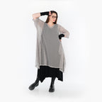  A-Form Bigshirt von AKH Fashion aus Baumwolle, 1500.07108, Grau, Ausgefallen, Zeitlos, Schick