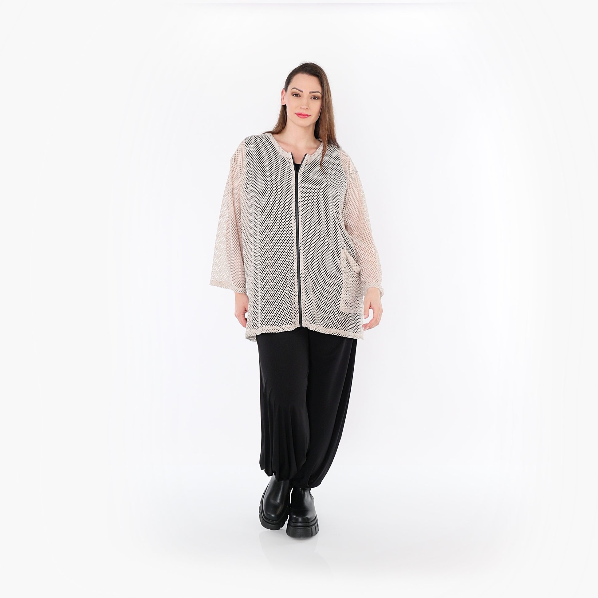  AKH Fashion Jacke in gerader Form, aus Baumwolle, 1500.07109, Beige, Ausgefallen, Zeitlos