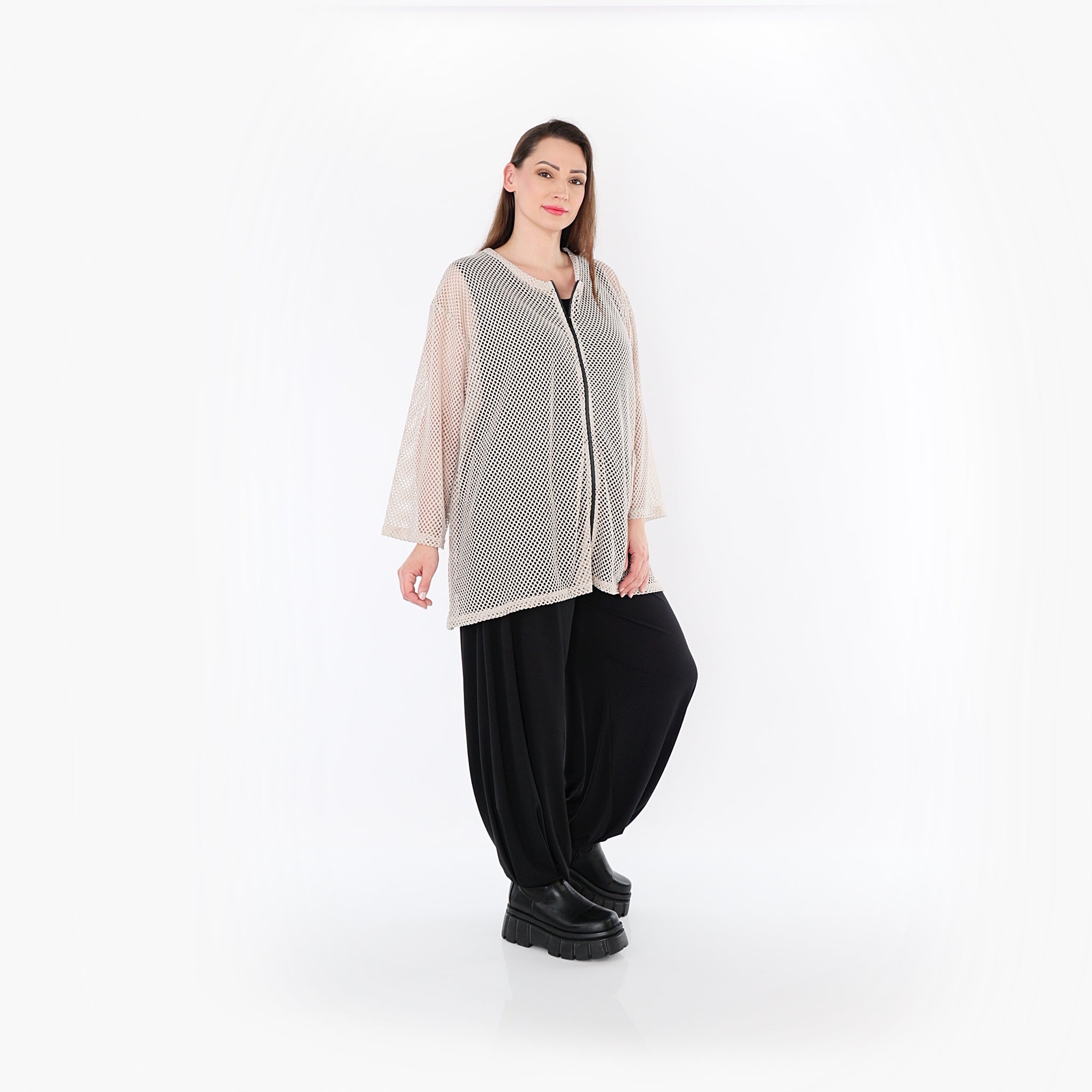  AKH Fashion Jacke in gerader Form, aus Baumwolle, 1500.07109, Beige, Ausgefallen, Zeitlos