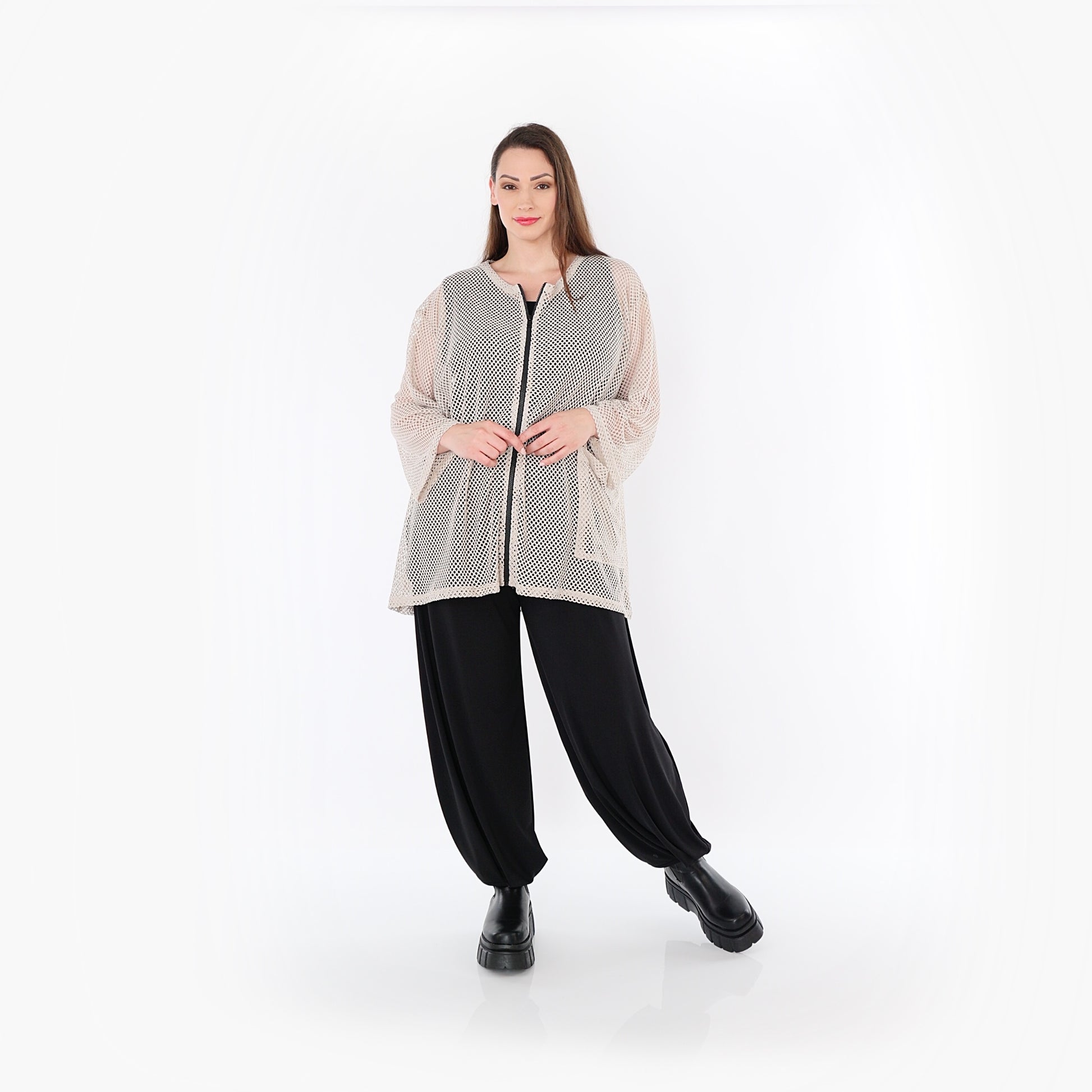  AKH Fashion Jacke in gerader Form, aus Baumwolle, 1500.07109, Beige, Ausgefallen, Zeitlos