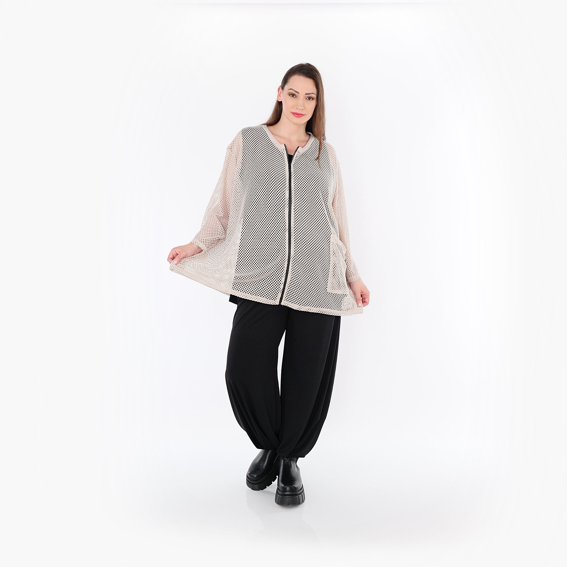  AKH Fashion Jacke in gerader Form, aus Baumwolle, 1500.07109, Beige, Ausgefallen, Zeitlos