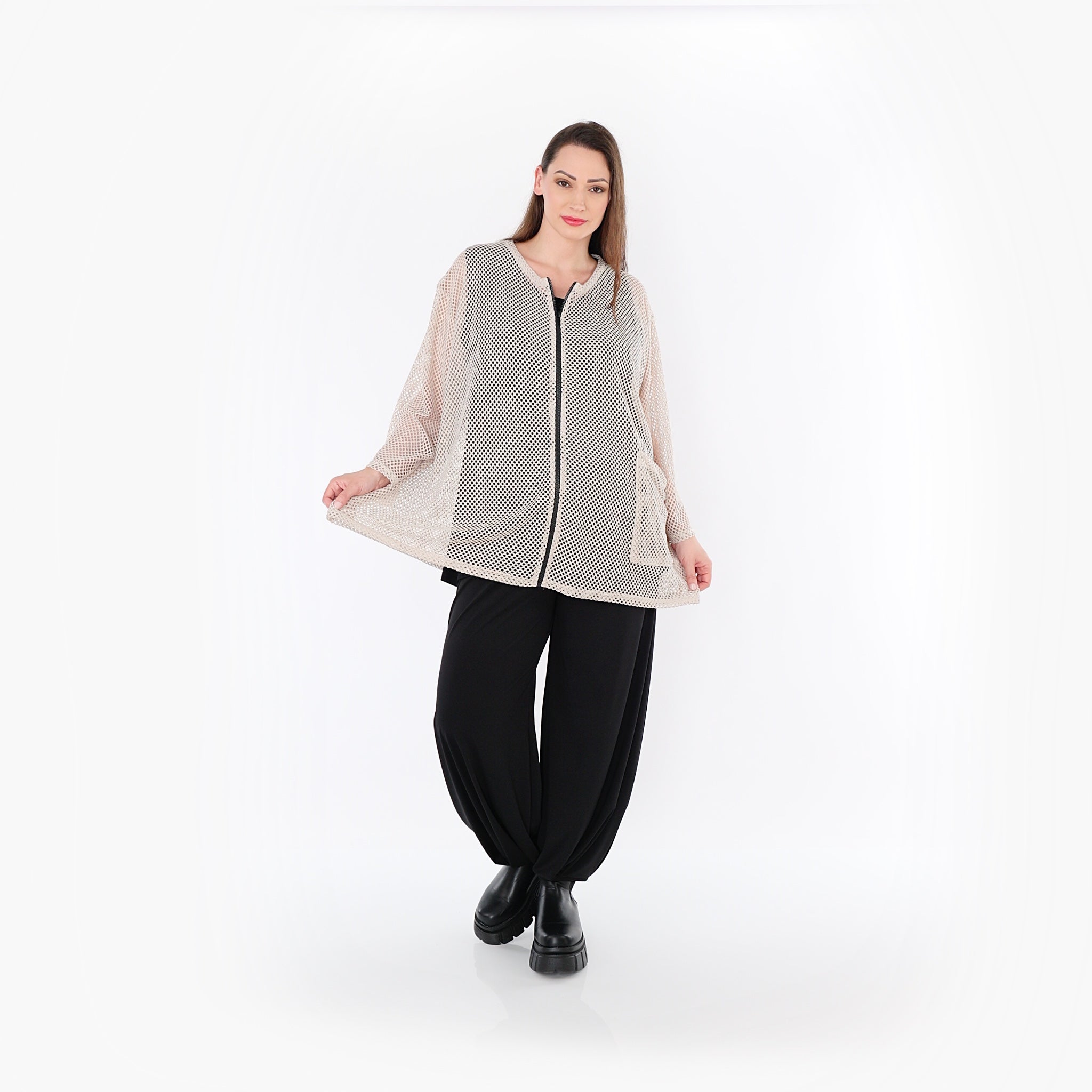  AKH Fashion Jacke in gerader Form, aus Baumwolle, 1500.07109, Beige, Ausgefallen, Zeitlos