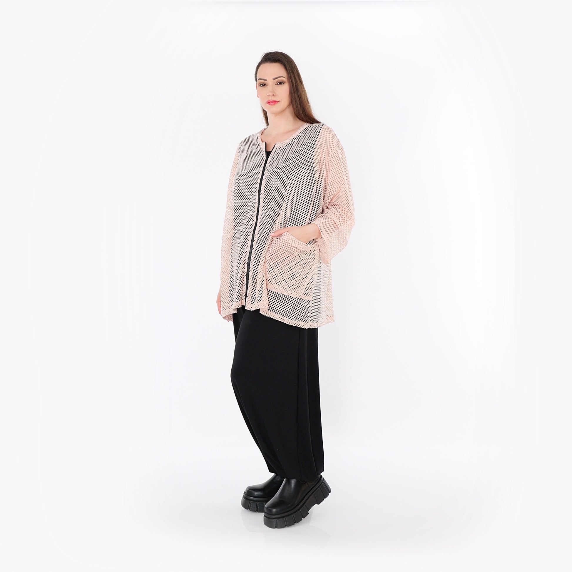 AKH Fashion Jacke in gerader Form, aus Baumwolle, 1500.07109, Mauve, Ausgefallen, Zeitlos