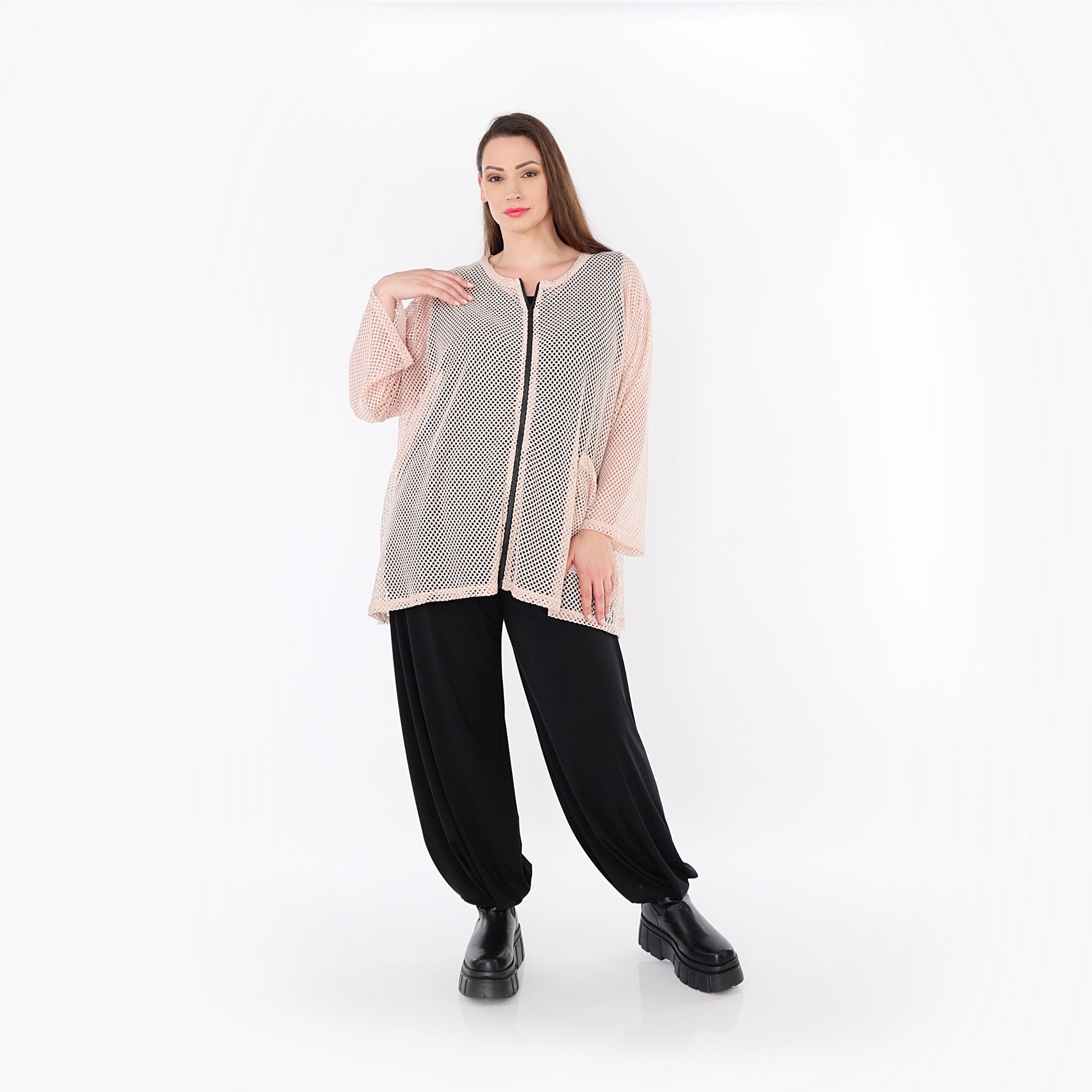  AKH Fashion Jacke in gerader Form, aus Baumwolle, 1500.07109, Mauve, Ausgefallen, Zeitlos
