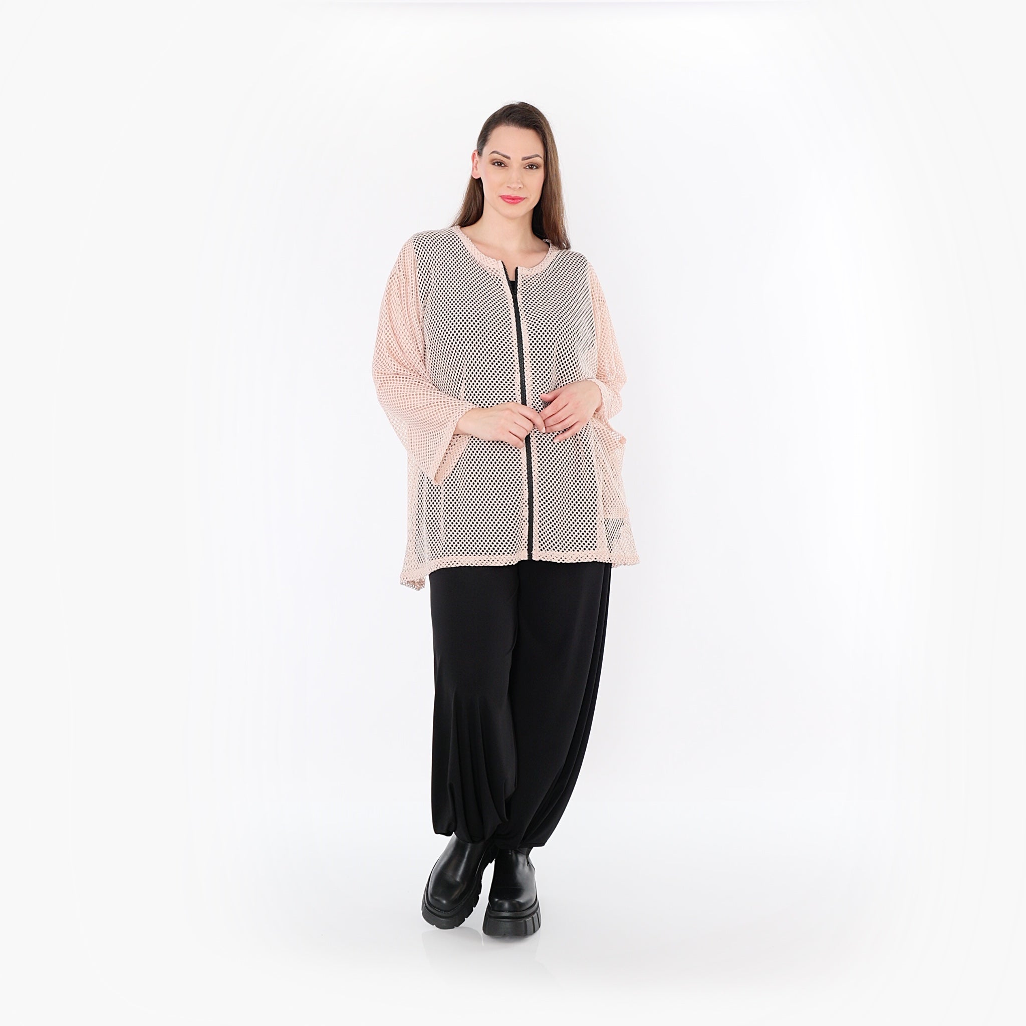  AKH Fashion Jacke in gerader Form, aus Baumwolle, 1500.07109, Mauve, Ausgefallen, Zeitlos