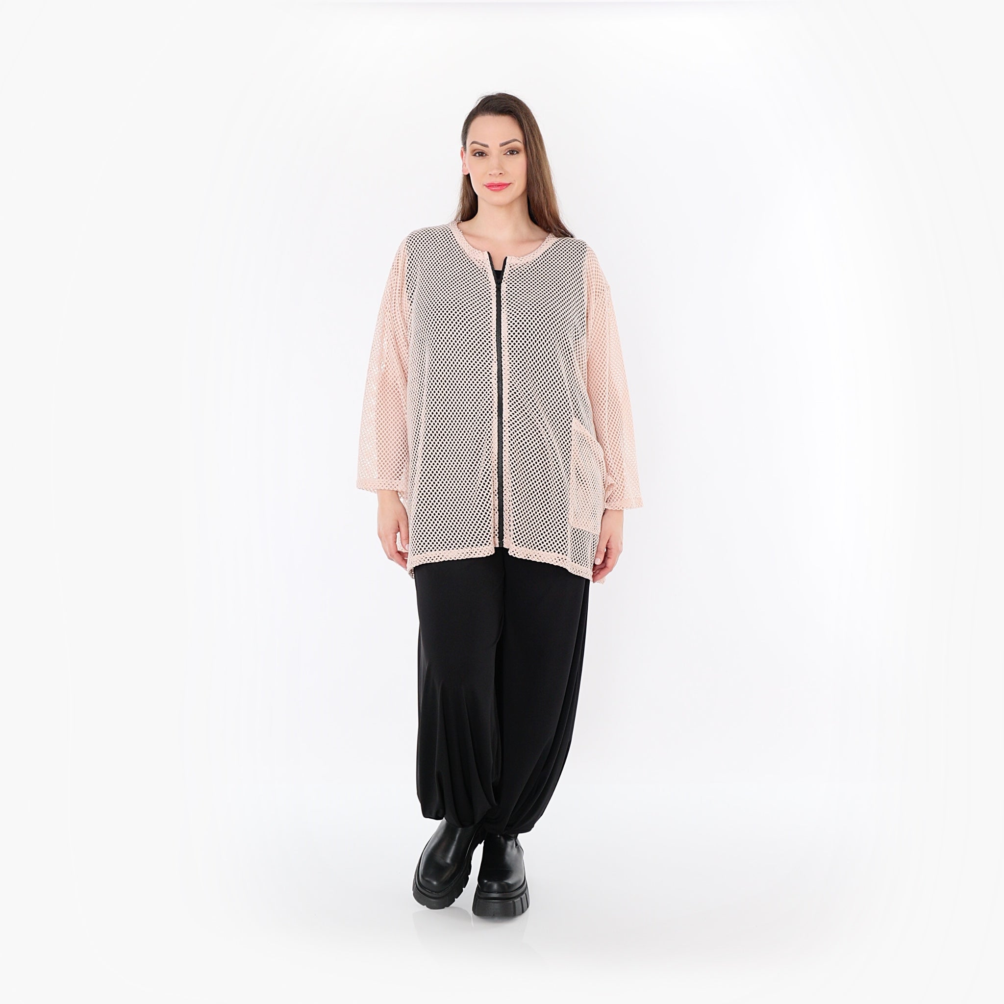  AKH Fashion Jacke in gerader Form, aus Baumwolle, 1500.07109, Mauve, Ausgefallen, Zeitlos