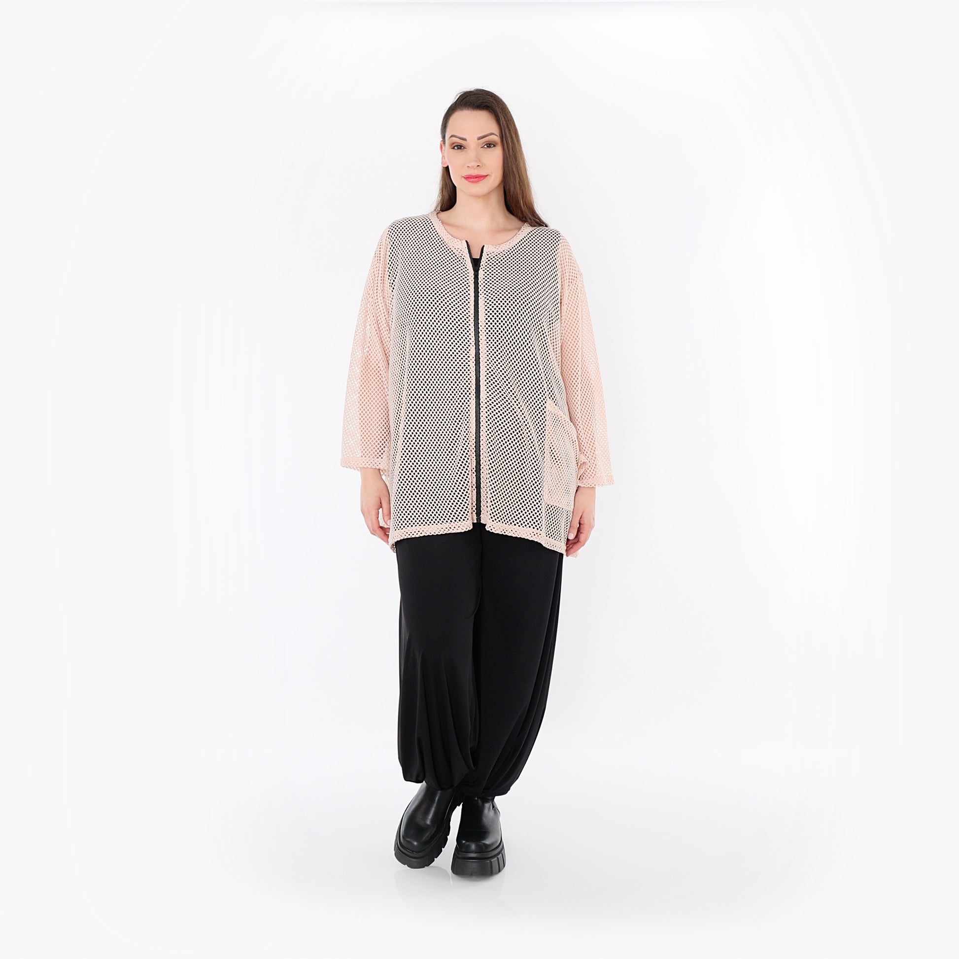  AKH Fashion Jacke in gerader Form, aus Baumwolle, 1500.07109, Mauve, Ausgefallen, Zeitlos