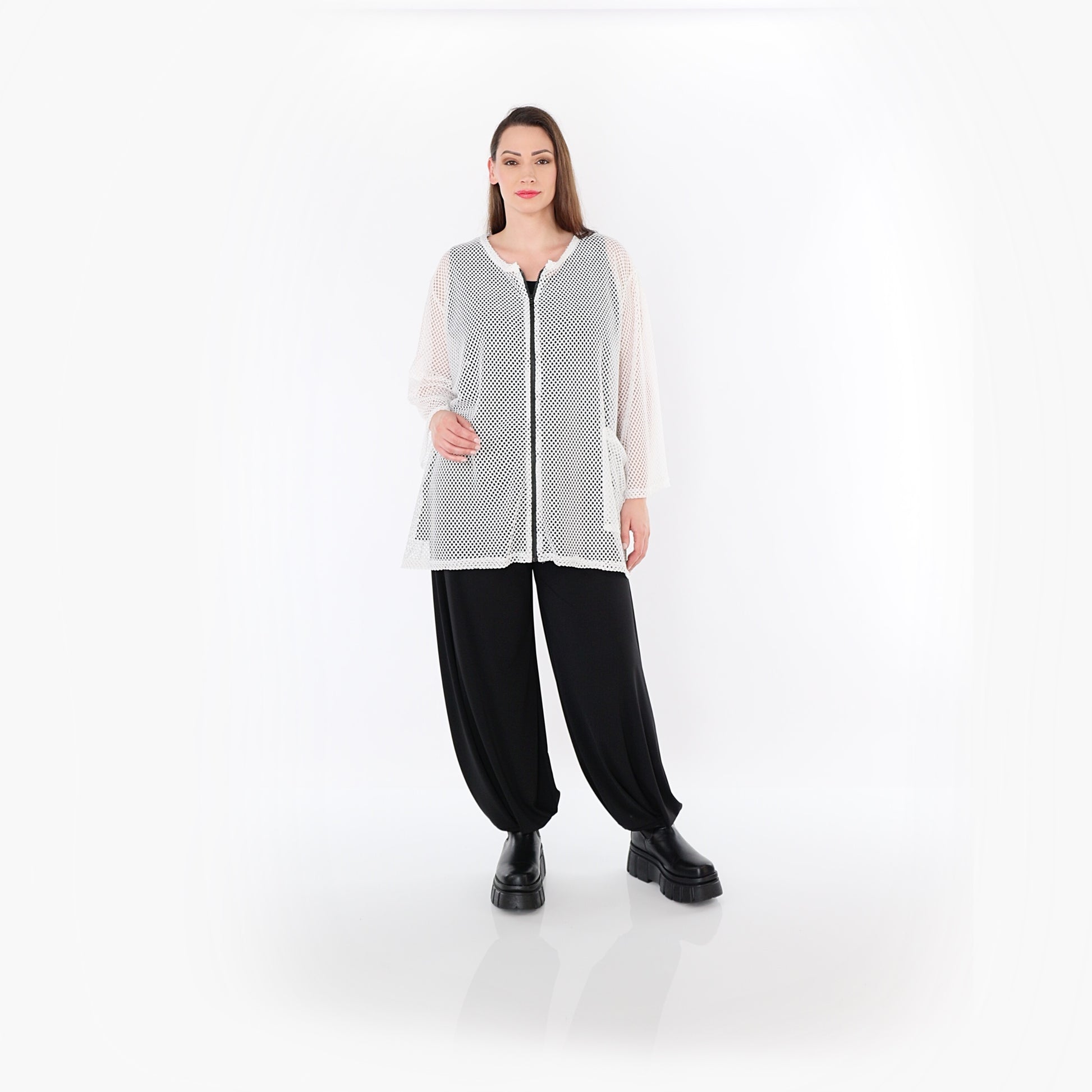  AKH Fashion Jacke in gerader Form, aus Baumwolle, 1500.07109, Weiß, Ausgefallen, Zeitlos