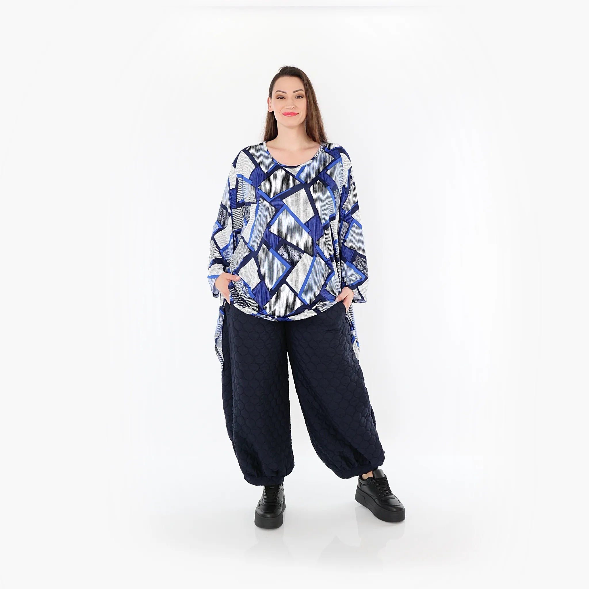  Ballonhose von AKH Fashion aus Materialmix, 1450.08067, Navy, Jacquard, Schick, Modern