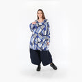  AKH Fashion Bigshirt in Glocken-Form, aus Materialmix, 1511.00592, Blau/Weiß/Marine, Schick