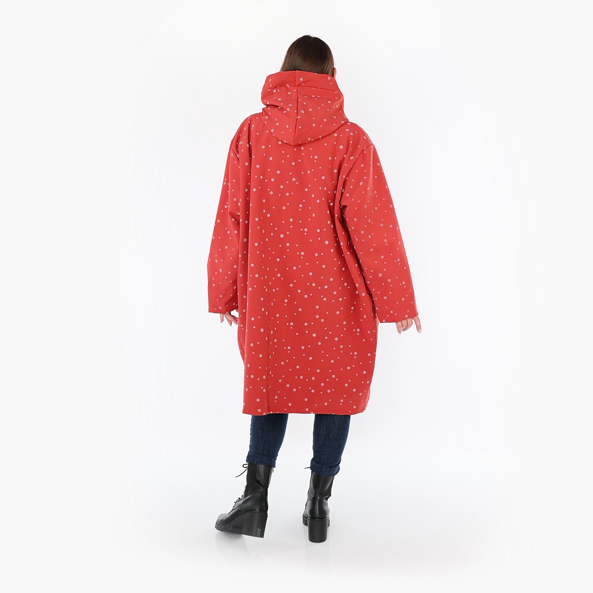  Ballonjacke von AKH Fashion aus Polyester, 1512.06660, Rot/Grau, Punkte, Ausgefallen