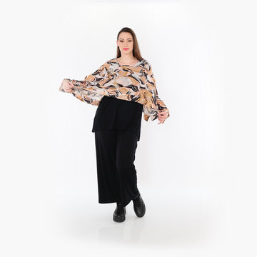  AKH Fashion Überwurf in kastiger Form, aus Rayon, 1510.07011, Cognac/Rosa/Schwarz, Wellen