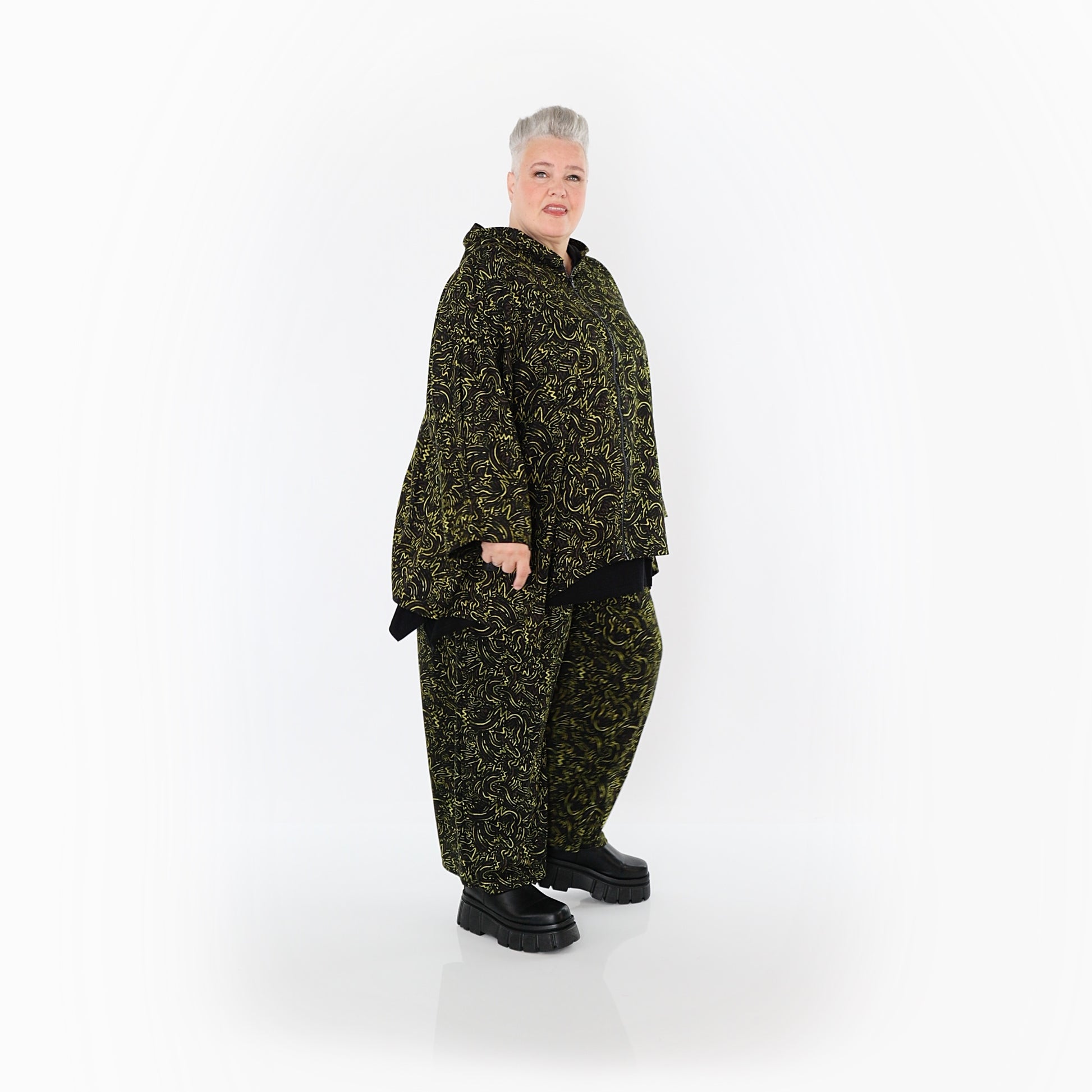  AKH Fashion Jacke in kastiger Form, aus Materialmix, 1516.07076, Neongrün