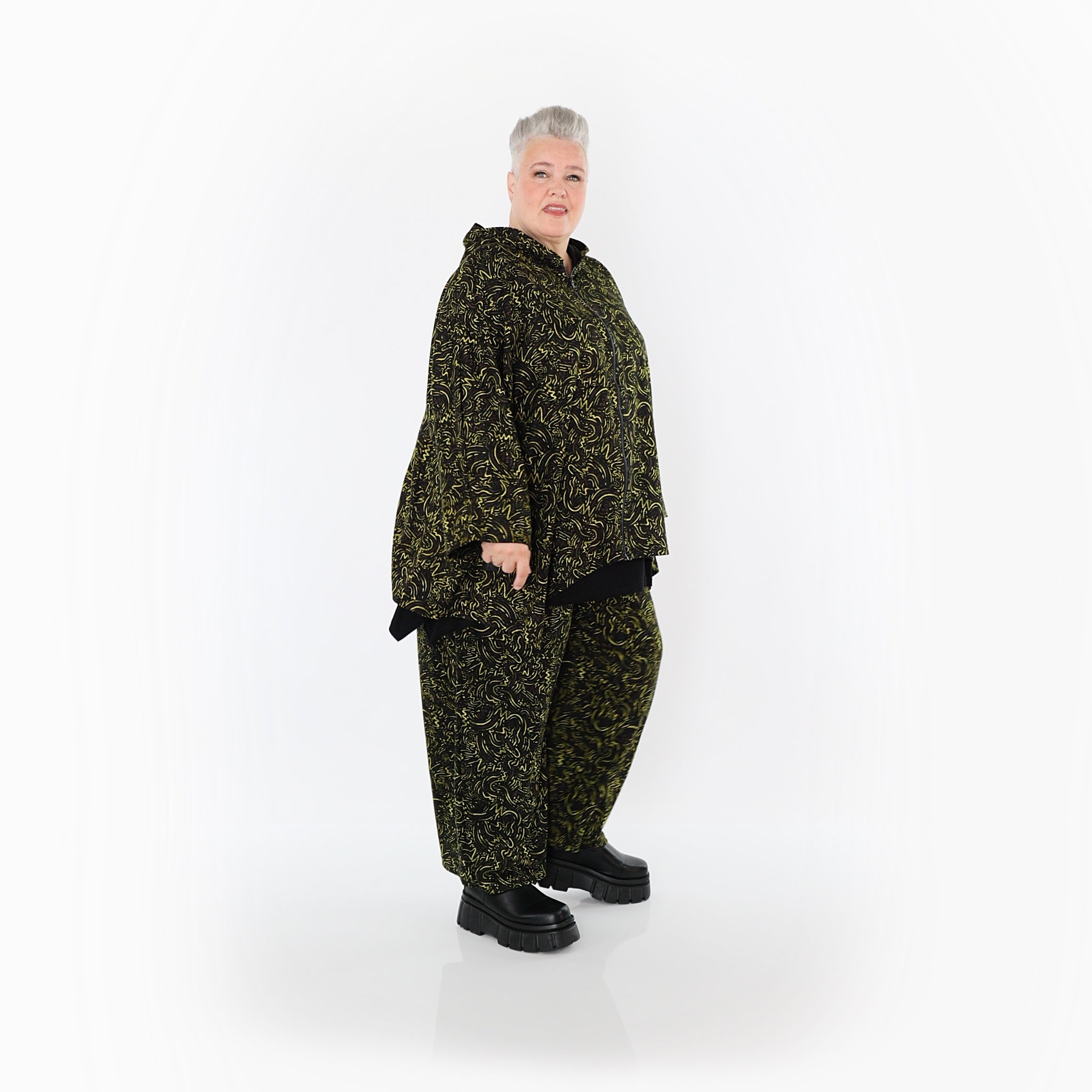  AKH Fashion Jacke in kastiger Form, aus Materialmix, 1516.07076, Neongrün