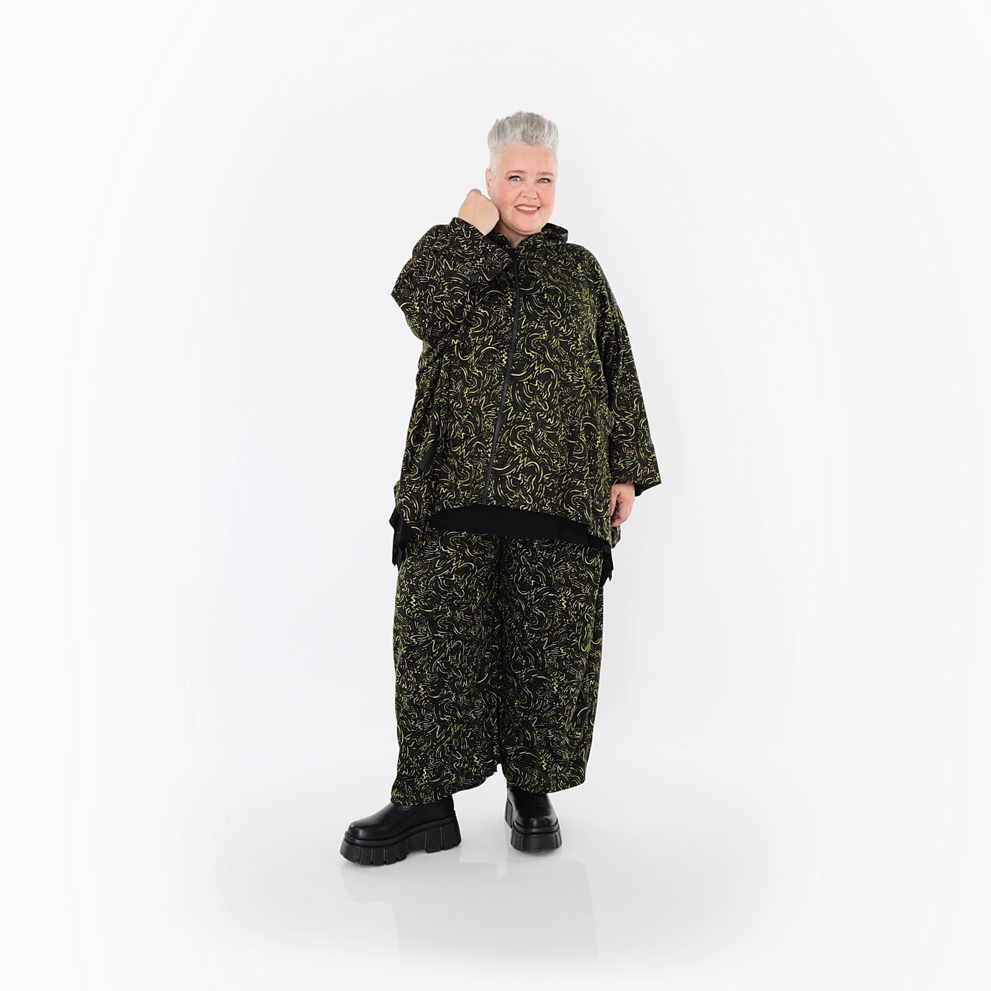  AKH Fashion Jacke in kastiger Form, aus Materialmix, 1516.07076, Neongrün