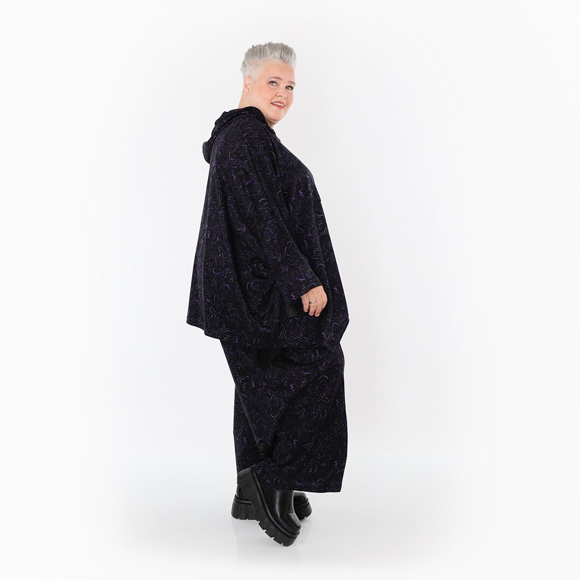  AKH Fashion Jacke in kastiger Form, aus Materialmix, 1516.07076, Violett