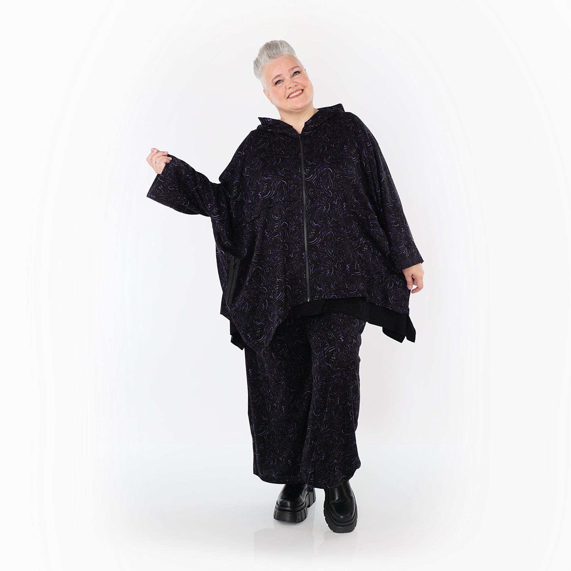  AKH Fashion Jacke in kastiger Form, aus Materialmix, 1516.07076, Violett