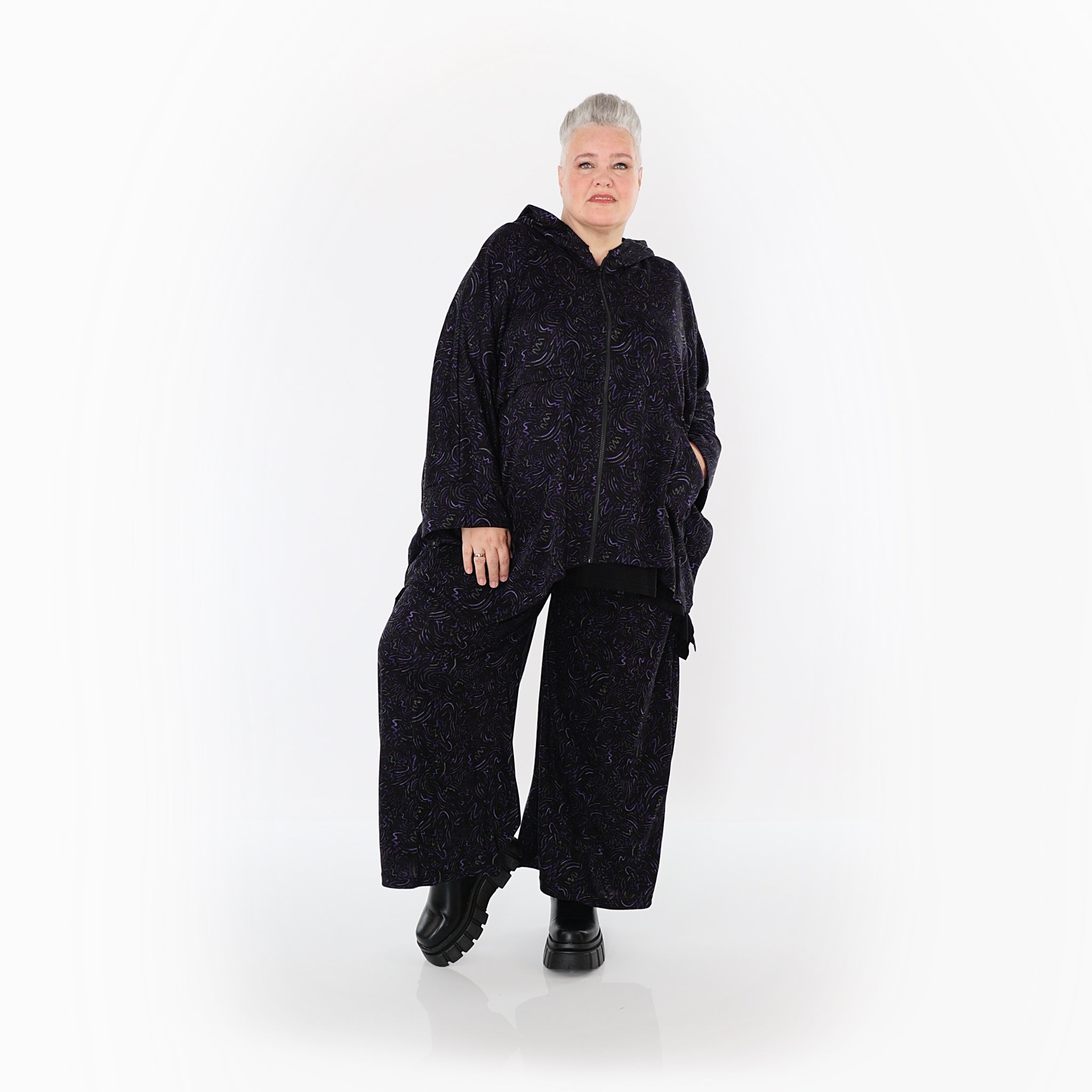  AKH Fashion Jacke in kastiger Form, aus Materialmix, 1516.07076, Violett