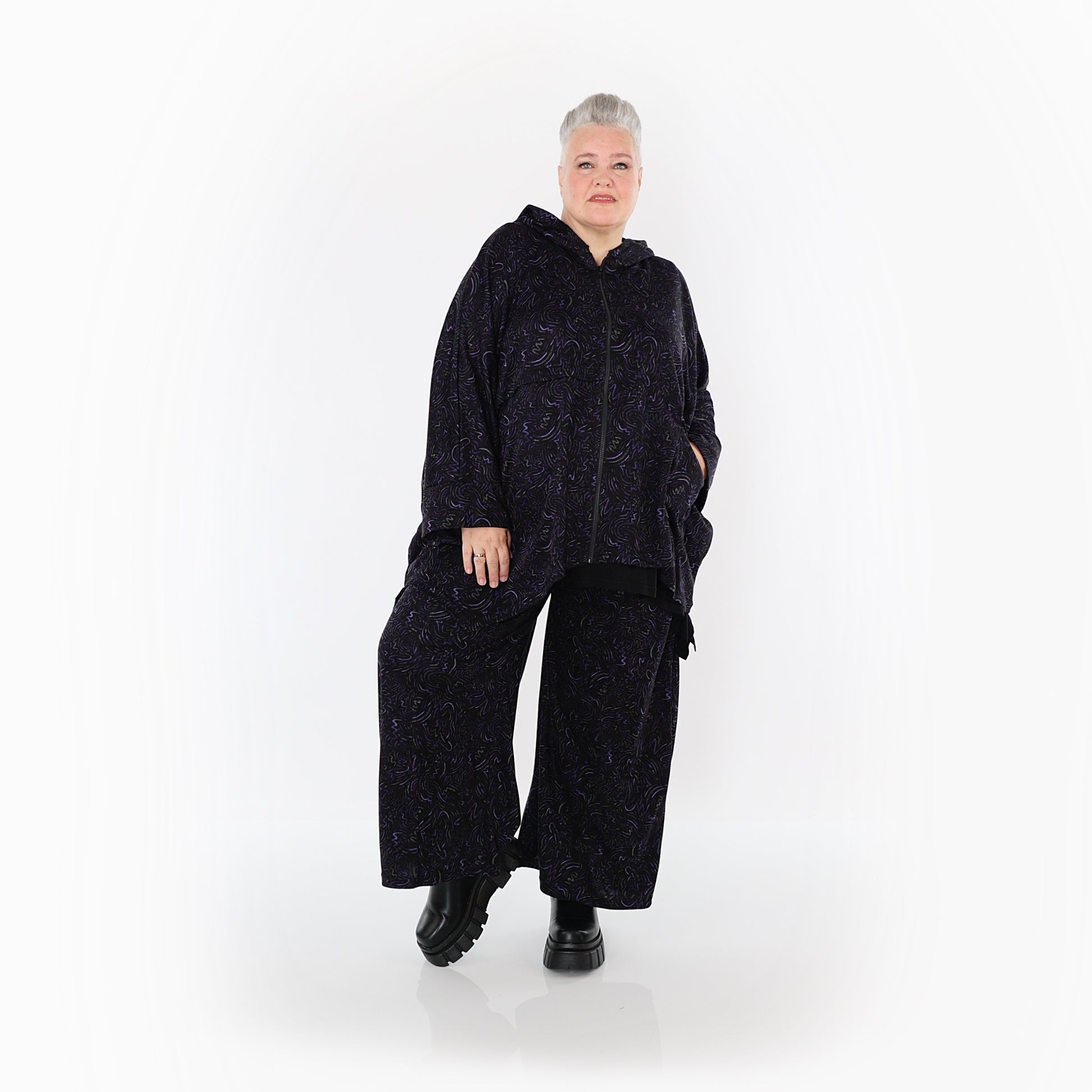  AKH Fashion Jacke in kastiger Form, aus Materialmix, 1516.07076, Violett