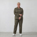 Khaki Bengalineblazer im Oversize Lagenlook weich elastisch zeitlos leger chic sommerlich