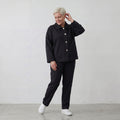 Schwarzer Oversize Blazer leger und zeitlos mit Stretchkomfort und Lagenlook cleanem Look