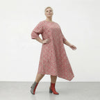 Luftiges Ballonkleid im stilvollen Lagenlook mit ausgefallenem Punktemuster, leicht aus Baumwolle, Mint/Pink