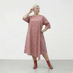 Luftiges Ballonkleid im stilvollen Lagenlook mit ausgefallenem Punktemuster, leicht aus Baumwolle, Mint/Pink