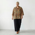 Luftige Oversize Jacke aus feiner Popeline im ausgefallenen Zebra Lagenlook, wunderbar weich, Orange/Schwarz/Gelb