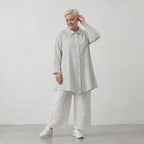 Leichte Baumwolljacke im Lagenlook Hellblau Ecru Oversize Glockenschnitt zeitlos leger