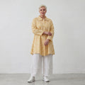 Leichte Baumwollmousseline Jacke Gelb Ecru im Oversize Lagenlook leger zeitlos luftig