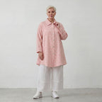 Federleichte Baumwolljacke im Lagenlook Rosa Ecru Oversize leger zeitlos fliessend luftig