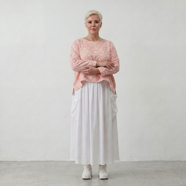 Leichter Baumwolle Mousseline Überwurf in Rosa Ecru soft Oversize Lagenlook zeitlos leger