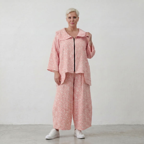 Leichte Oversize Baumwolljacke in Rosa Ecru im Lagenlook luftig zeitlos feminin soft sehr