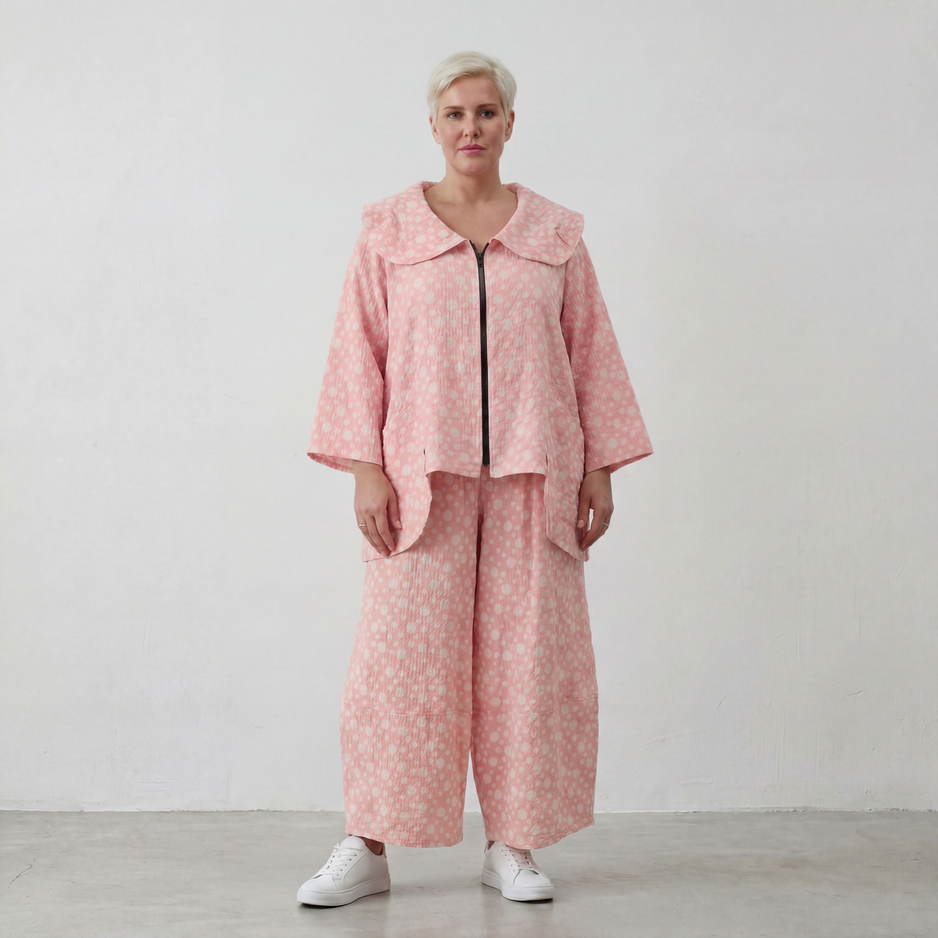 Leichte Oversize Baumwolljacke in Rosa Ecru im Lagenlook luftig zeitlos feminin soft sehr
