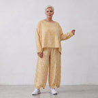 Luftige BaumwollMousseline Ballonhose Gelb/Ecru leger Oversize Lagenlook zeitlos chic