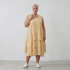 Leichte Baumwolltunika im Lagenlook Gelb Ecru Oversize mit Volants zeitlos leger so leicht
