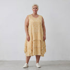 Leichte Baumwolltunika im Lagenlook Gelb Ecru Oversize mit Volants zeitlos leger so leicht